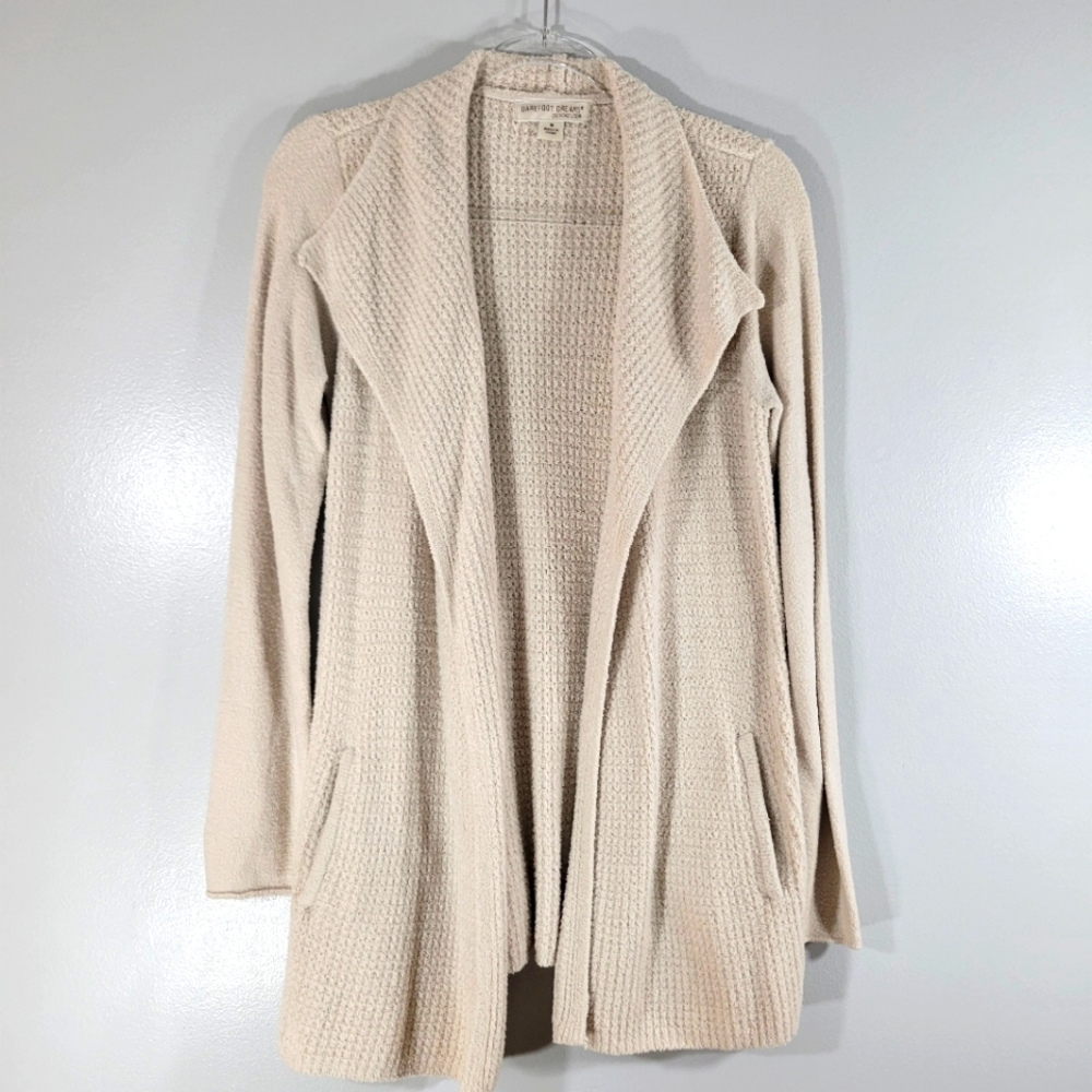 BAREFOOT DREAMS Cozy Chic Lite Coastal Cardi cream soft knit open front cardigan